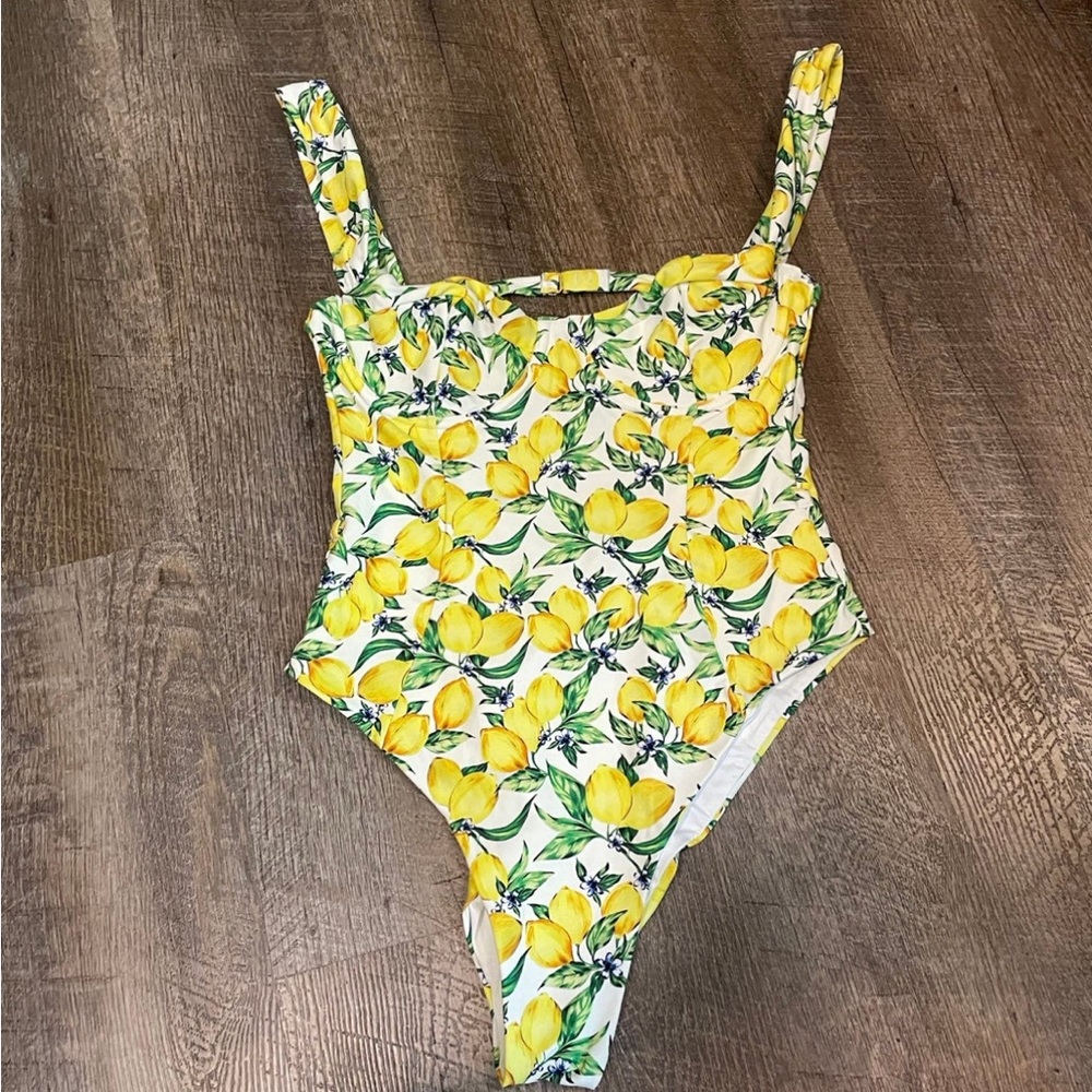 WeWoreWhat One Piece in Yellow Lemon Print
